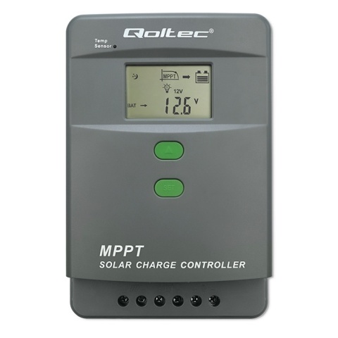 Qoltec Solarny regulator ładowania MPPT z czujnikiem temperatury 60A |12V / 24V | LCD | 2 x USB | Bluetooth | APP | GEL | LiFePO Qoltec Solarny regulator ładowania MPPT z czujnikiem temperatury 60A |12V / 24V | LCD | 2 x USB | Bluetooth | APP | GEL | LiFePO