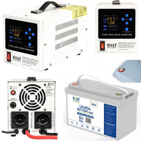 ZESTAW ZASILANIA AWARYJNEGO SINUS PRO 1100E PLUS (700/1100W) + LiFePO4 12,8V 100Ah(150A) ZESTAW ZASILANIA AWARYJNEGO SINUS PRO 1100E PLUS (700/1100W) + LiFePO4 12,8V 100Ah(150A)