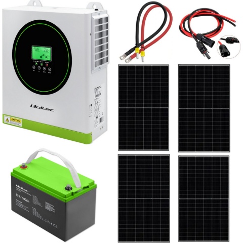 Zestaw Fotowoltaiczny Off-Grid 1500W | Inwerter MPPT + Panel 455W-4szt. + Akumulator GEL 100Ah + Kable Zestaw Fotowoltaiczny Off-Grid 1500W | Inwerter MPPT + Panel 455W-4szt. + Akumulator GEL 100Ah + Kable