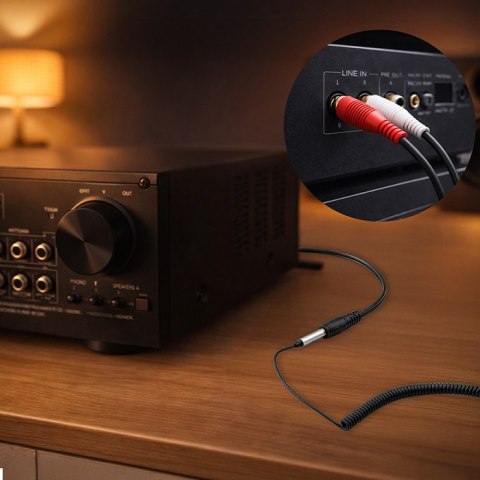 Qoltec Bezprzewodowy adapter odbiornik dźwięku Audio HiFi Home&Car| Bluetooth 6.0 | 2 x RCA | 1 x AUX 3.5mm| USB | Mikrofon