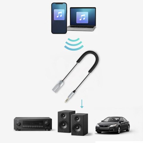Qoltec Bezprzewodowy adapter odbiornik dźwięku Audio HiFi Home&Car| Bluetooth 6.0 | 2 x RCA | 1 x AUX 3.5mm| USB | Mikrofon