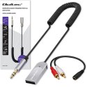 Qoltec Bezprzewodowy adapter odbiornik dźwięku Audio HiFi Home&Car| Bluetooth 6.0 | 2 x RCA | 1 x AUX 3.5mm| USB | Mikrofon