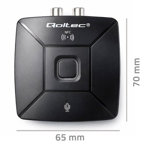 Qoltec Bezprzewodowy transmiter odbiornik Audio HiFi Home&Car| Bluetooth 6.0 | NFC | 2 x RCA | 1 x MiniJack 3.5mm| Mikrofon
