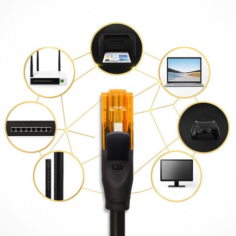 Qoltec Kabel Patchcord UTP | CAT6 | 2 x RJ-45 | High speed 1Gb/s | Pozłacane styki | 20m | czarny