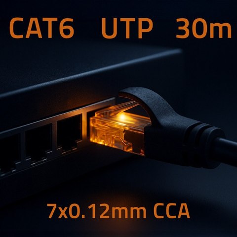 Qoltec Kabel Patchcord UTP | CAT6 | 2 x RJ-45 | High speed 1Gb/s | Pozłacane styki | 30m | czarny