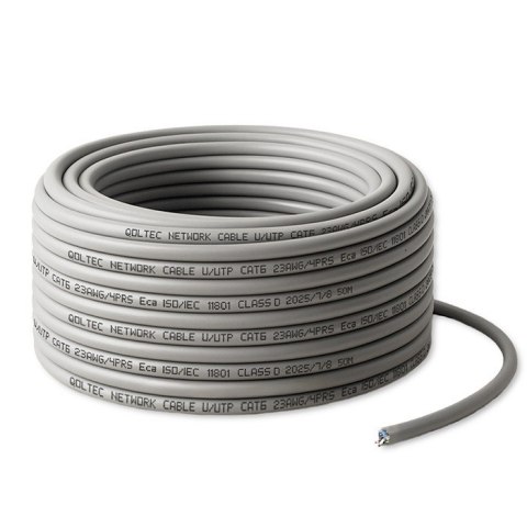 Qoltec Kabel Patchcord sieciowy skrętka UTP| Miedziany Cu |CAT6 | High speed 1Gb/s | LAN | 50m | szary