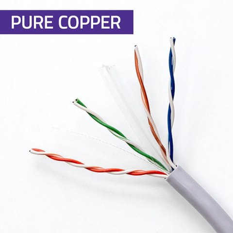 Qoltec Kabel Patchcord sieciowy skrętka UTP| Miedziany Cu |CAT6 | High speed 1Gb/s | LAN | 50m | szary