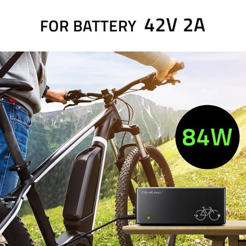 Qoltec Ładowarka do roweru elektrycznego 36V | 42V | 2A | GX12-3Pin +kabel zasilający