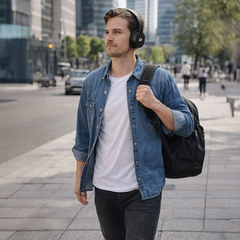 Qoltec Słuchawki bezprzewodowe nauszne z mikrofonem | BT | Super Bass | Czarne