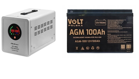 UPS Zasilacz awaryjny Pure sine Wave 1000VA+ Akumulator 100Ah