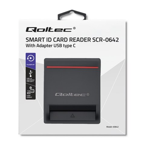 Qoltec Inteligentny czytnik chipowych kart ID |USB 2.0|Plug&Play