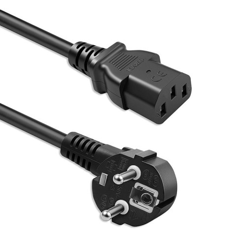 Qoltec Kabel zasilający SCHUKO | IEC C13 | CEE 7/7 | 3x0.5mm² | Czysta miedź Cu | 1.8m