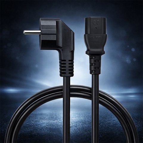 Qoltec Kabel zasilający SCHUKO | IEC C13 | CEE 7/7 | 3x0.5mm² | Czysta miedź Cu | 1.8m