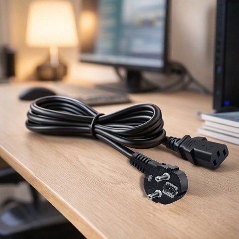 Qoltec Kabel zasilający SCHUKO | IEC C13 | CEE 7/7 | 3x0.5mm² | Czysta miedź Cu | 1.8m