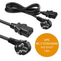 Qoltec Kabel zasilający SCHUKO | IEC C13 | CEE 7/7 | 3x0.5mm² | Czysta miedź Cu | 1.8m