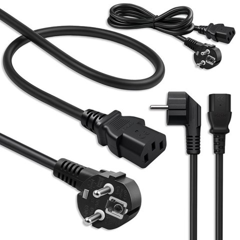 Qoltec Kabel zasilający SCHUKO | IEC C13 | CEE 7/7 | 3x0.5mm² | Czysta miedź Cu | 1.8m