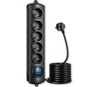 Qoltec Listwa antyprzepięciowa | 5 gniazd | 3m