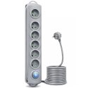 Qoltec Listwa antyprzepięciowa | 6 gniazd | 3m
