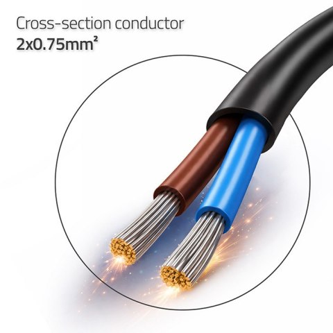 Qoltec Przewód zasilający CEE 7/16 (C) | 2x0.75 mm² | miedź Cu | odizolowany lutowany | 1.8m