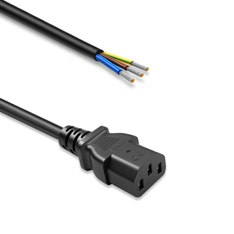 Qoltec Przewód zasilający IEC C13 | odizolowany lutowany | Czysta miedź Cu | 3x0.75mm² | 0.5m