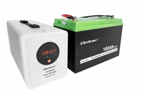 Zasilacz awaryjny Pure Sine Wave UPS | 800VA | 560W | Stała faza + Akumulator 100Ah