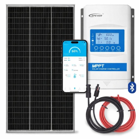 Zestaw do kampera panel sztywny 180W, regulator ładowania MPPT