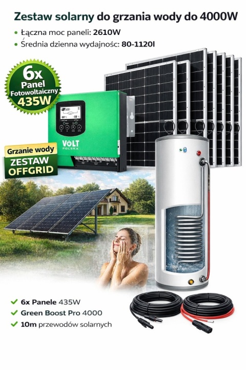 Zestaw solarny do grzania wody Green Boost 4000/2610W 6xPanel 435W