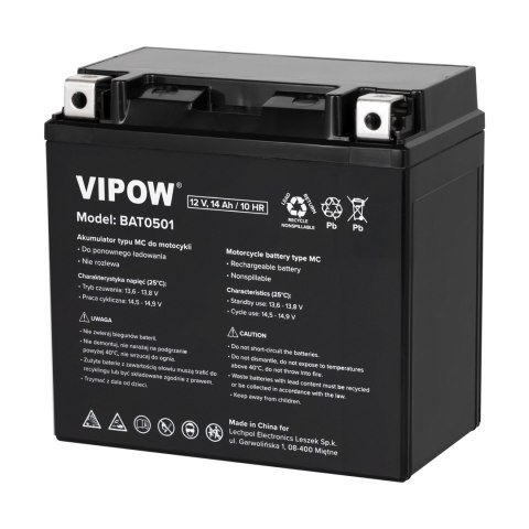 Akumulator VIPOW typu MC do motocykli 12V 14Ah