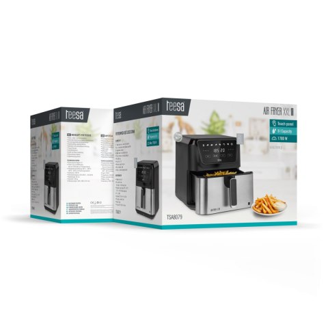 Frytkownica beztłuszczowa TEESA DIGITAL AIR FRYER XXL , 8L , 1700W, duża miska , programy , podtrzymywanie ciepła