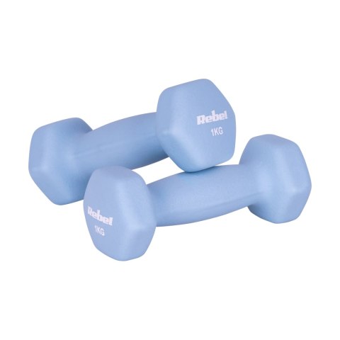 Hantelki żeliwne neoprenowe HEX 2x1kg, REBEL ACTIVE