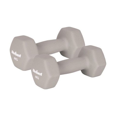 Hantelki żeliwne neoprenowe HEX 2x4kg, REBEL ACTIVE