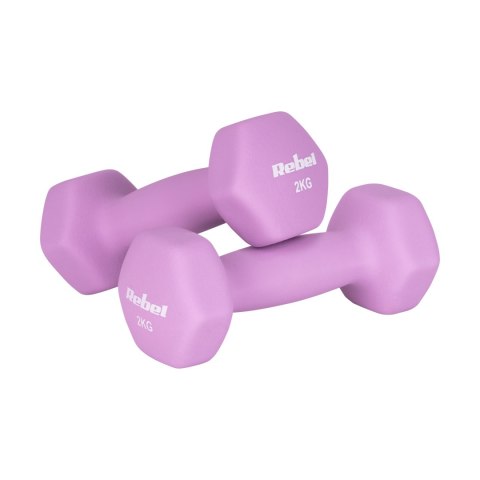 Hantelki żeliwne neoprenowe HEX zestaw 12kg (2x1kg+2x2kg+2x3kg), REBEL ACTIVE