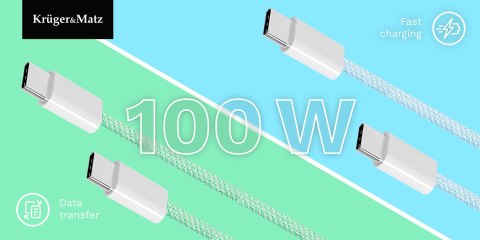 Kabel USB typu C - USB typu C 100 W 1 m zielony Kruger&Matz Basic
