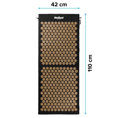 Mata zdrowotna ECO z kolcami do akupresury z poduszką, 110x42cm, XL, złote kolce, Rebel Active