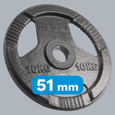 Obciążenie żeliwne olimpijskie zestaw 2x10kg, otwór 51mm, talerz z uchwytami, REBEL ACTIVE