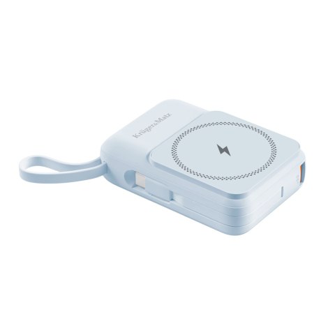 POWERBANK indukcyjny Kruger&Matz 10000 mAh magnetyczny z kablem niebieski