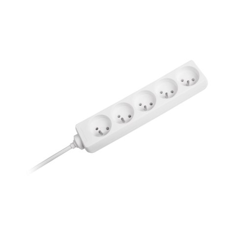 Przedłużacz 5 gniazd 3m typu francuskiego bez przełącznika (3x1,5mm) Rebel biały