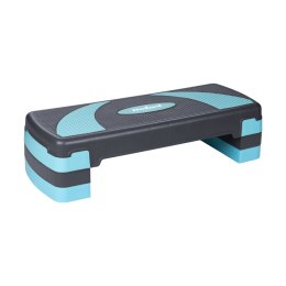 Step do aerobiku i ćwiczeń fitness, 3 stopnie, 78cm, szaro-niebieski, REBEL ACTIVE