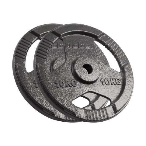 Obciążenie żeliwne zestaw 2x10kg, otwór 31mm, talerz z uchwytami, REBEL ACTIVE