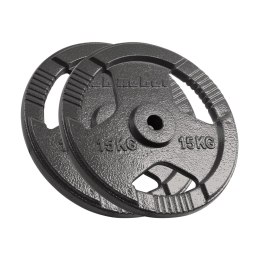 Obciążenie żeliwne zestaw 2x15kg, otwór 31mm, talerz z uchwytami, REBEL ACTIVE