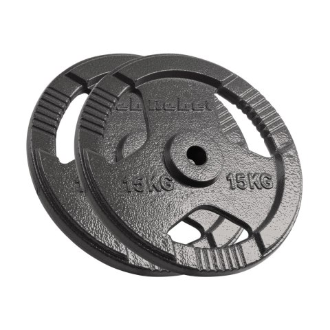 Obciążenie żeliwne zestaw 2x15kg, otwór 31mm, talerz z uchwytami, REBEL ACTIVE