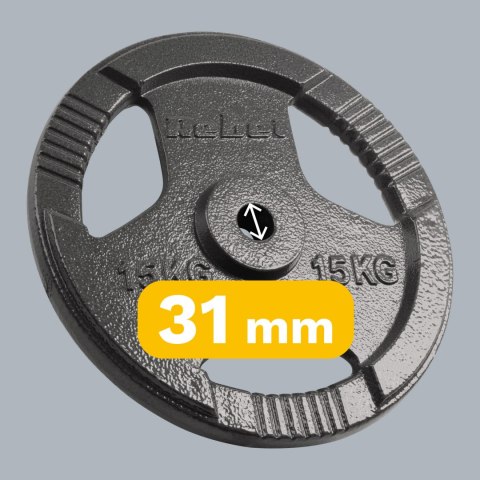 Obciążenie żeliwne zestaw 2x15kg, otwór 31mm, talerz z uchwytami, REBEL ACTIVE