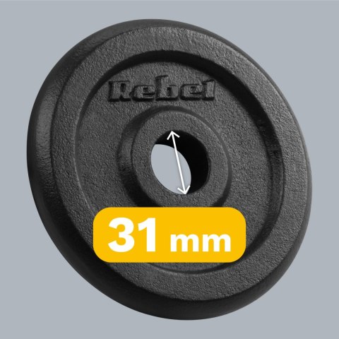 Obciążenie żeliwne zestaw 4x2.5kg, otwór 31mm, talerz klasyczny, REBEL ACTIVE