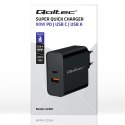 Qoltec Ładowarka Super Quick PD | 90W | 5-20V | 2.4-4.35A | 1xUSB typ C | 1xUSB A | Czarna