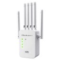 Qoltec Wzmacniacz sygnału WiFi 6 | Repeater | Access Point | AX1200 Mb/s | 6 Anten | 2x RJ45 | 128MB