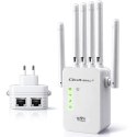 Qoltec Wzmacniacz sygnału WiFi | Repeater | Access Point | N300Mb/s | 6 anten | 2x RJ45