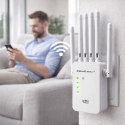 Qoltec Wzmacniacz sygnału WiFi | Repeater | Access Point | N300Mb/s | 6 anten | 2x RJ45