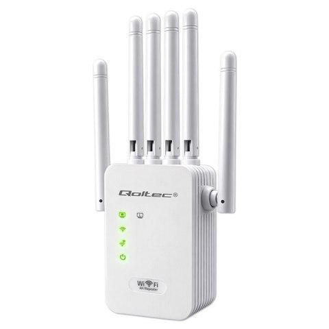 Qoltec Wzmacniacz sygnału WiFi | Repeater | Access Point | N300Mb/s | 6 anten | 2x RJ45