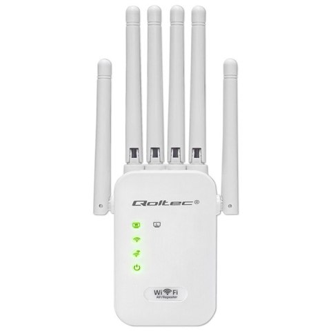 Qoltec Wzmacniacz sygnału WiFi | Repeater | Access Point | N300Mb/s | 6 anten | 2x RJ45
