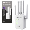 Qoltec Wzmacniacz sygnału WiFi | Repeater | Access Point | N300Mb/s | 6 anten | 2x RJ45